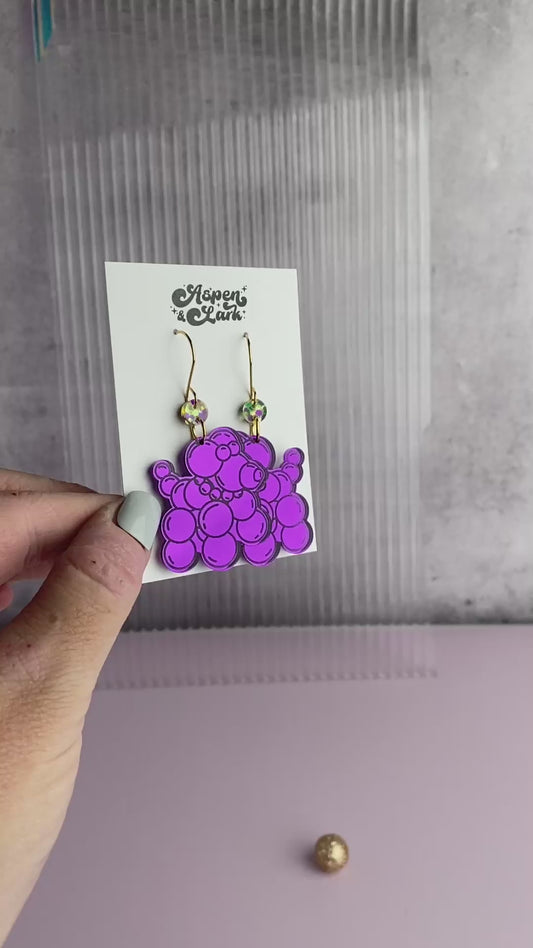 Mardi Gras Earrings - Bead Dogs - Purple Earrings