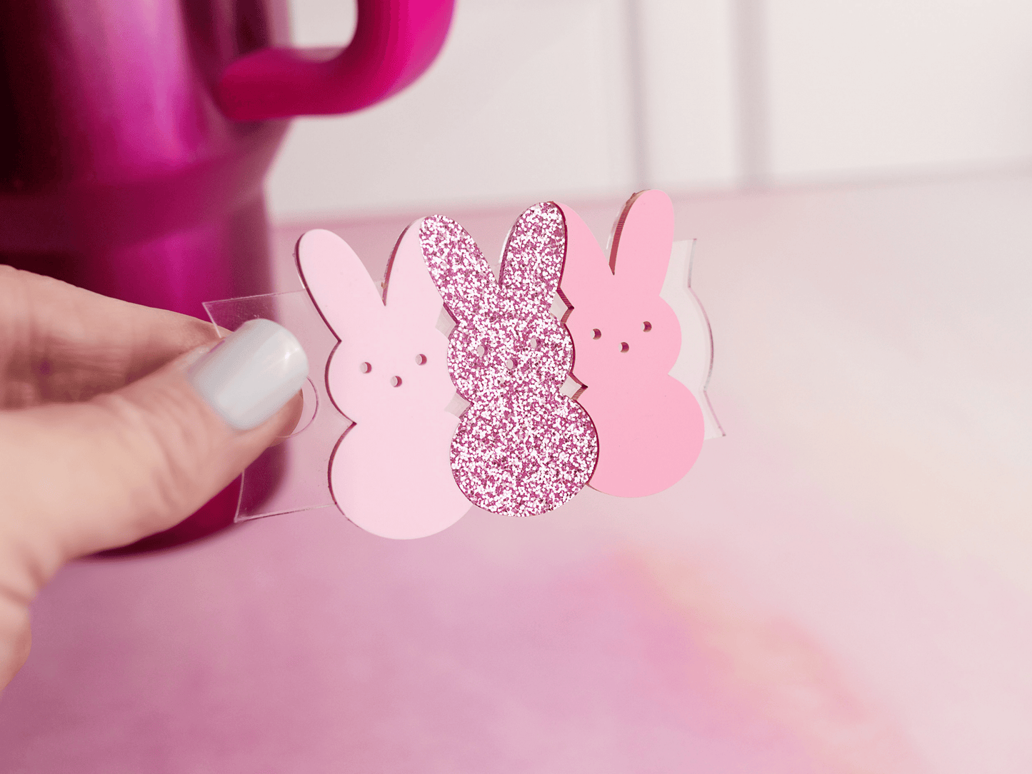 Easter Tumbler Tag - Easter Tumbler Topper - Easter Bunnies Stacked Tumbler Accessory
