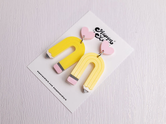 Cute Teacher Earrings - Teacher Appreciation Gift - Teacher Rainbow Pencil Earrings