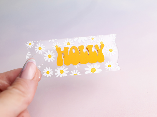 Groovy Daisy Tumbler Tag - Tumbler Name Plate - Retro Tumbler Topper - Cute Tumbler Name Tag - Fits Stanley Cups