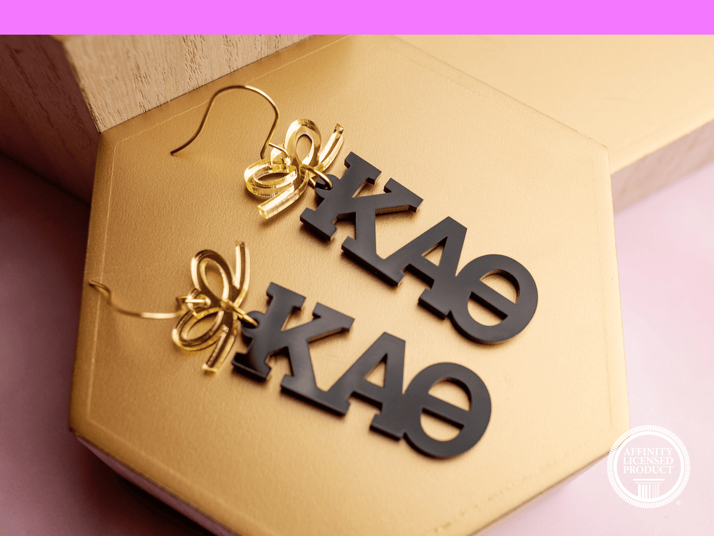Bow Sorority Letter Earrings - Kappa Alpha Theta - Sorority Gifts