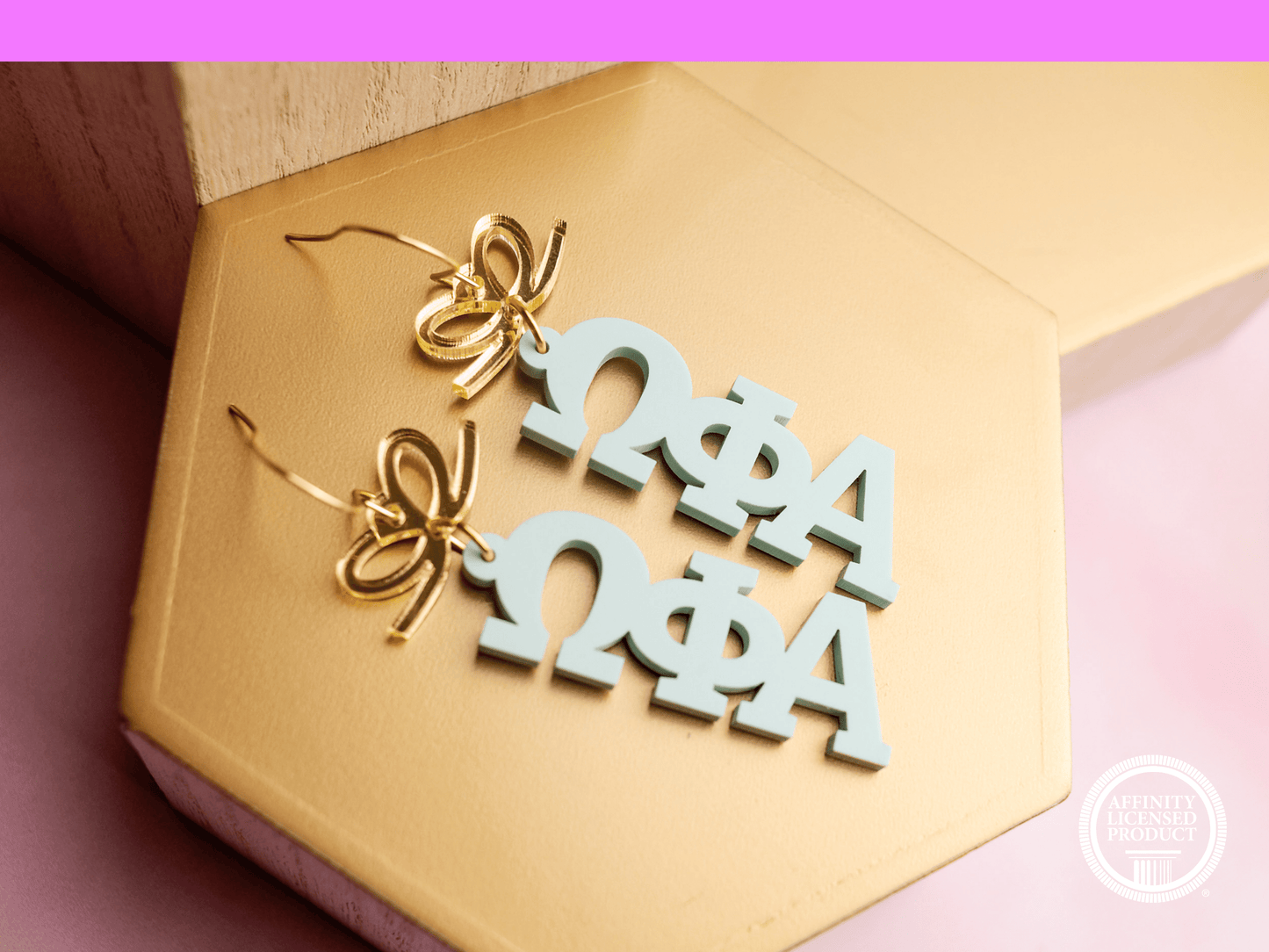 Bow Sorority Letter Earrings - Omega Phi Alpha - Sorority Gifts