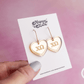 Chi Omega Earrings - Sorority Earrings - Mirror Conversation Hearts in Gold Pink or Silver
