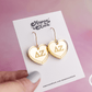 Delta Zeta Earrings - Sorority Earrings - Mirror Conversation Hearts in Gold Pink or Silver