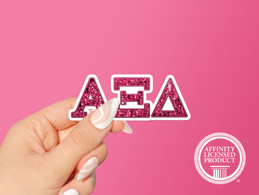 Alpha Xi Delta Sticker - Vinyl Sticker - Pink Sequin Sorority Sticker - Sorority Letters Sticker Decal