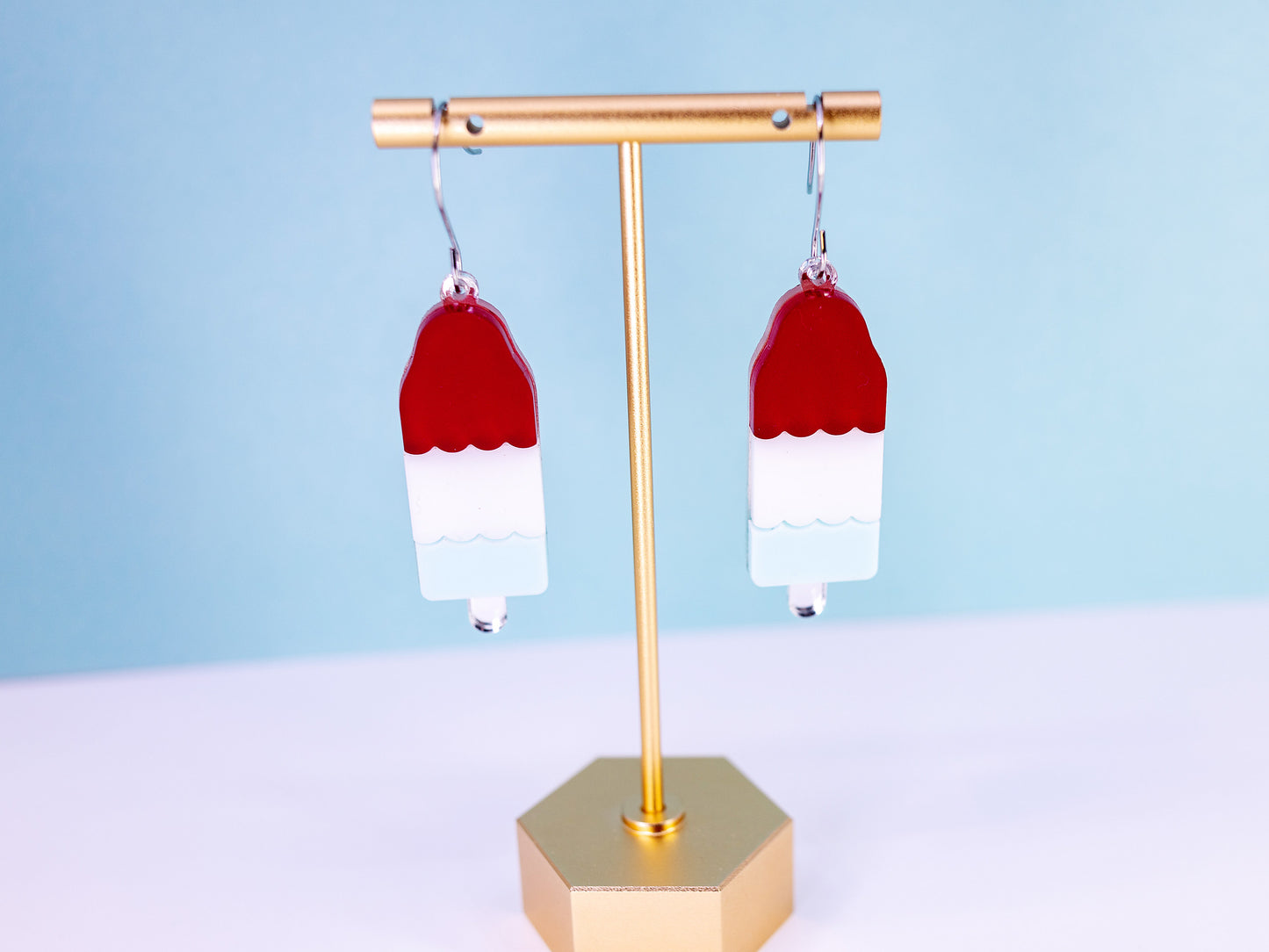 Patriotic Earrings - 4th of July Earrings - Red White Blue Bomb Pop Earrings
