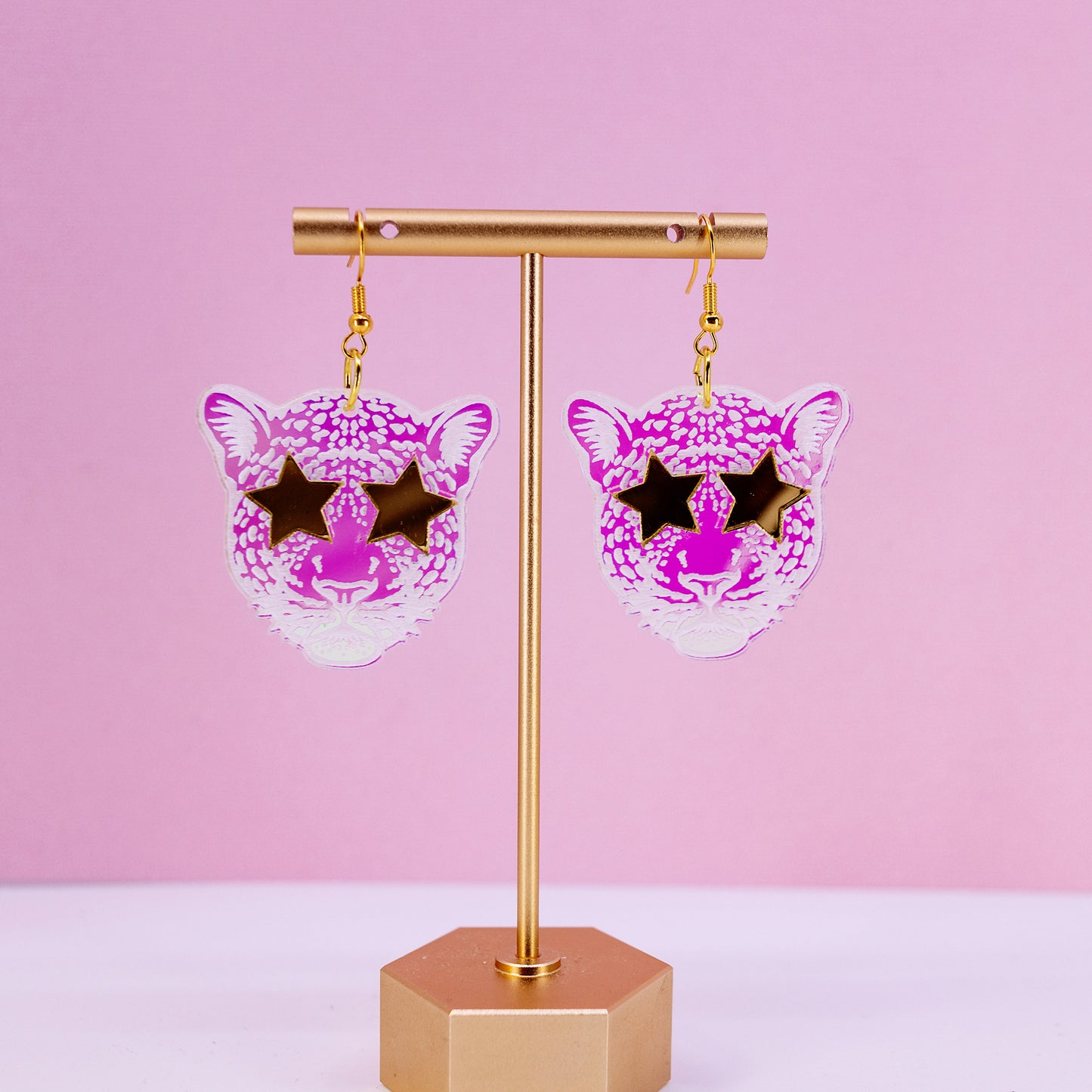 Leopard Earrings - Iridescent Earrings - Cheetah Star Eye Earrings for Women - Mascot Earrings