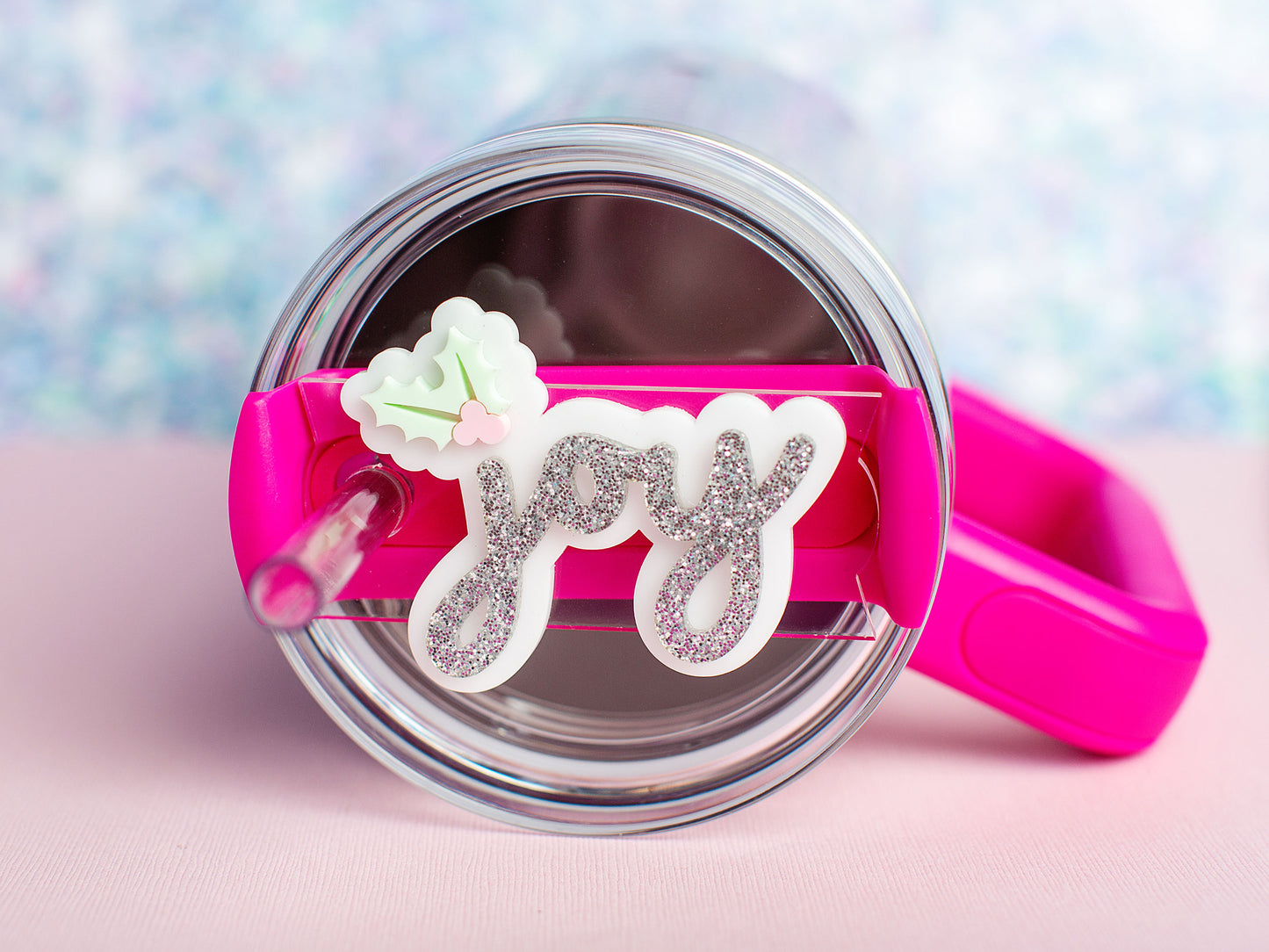 Christmas Tumbler Tag Topper - Joy Holiday Name Plate - Tumbler Topper for Stanley Cups