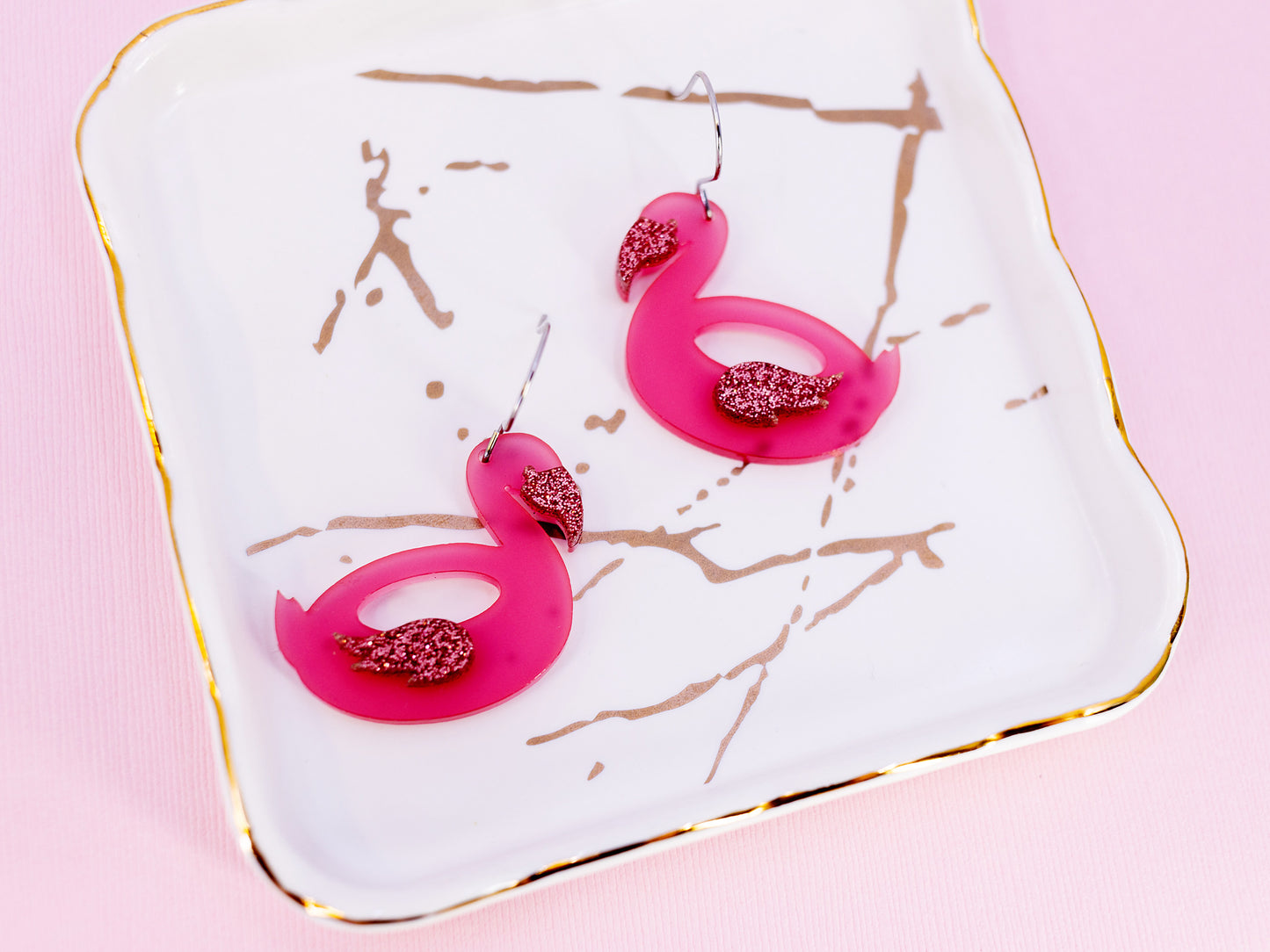 Summer Earrings - Flamingo Pool Float Earrings - Flamingo Earrings - Pink Earrings for Women
