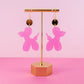 Pink Balloon Dog Earrings - Cute Acrylic Earrings - Novelty Earrings - Birthday Earrings