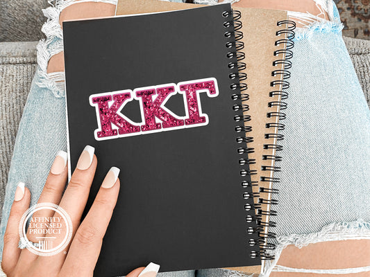 Kappa Kappa Gamma Sticker - Vinyl Sticker - Pink Sequin Sorority Sticker - Sorority Letters Sticker Decal
