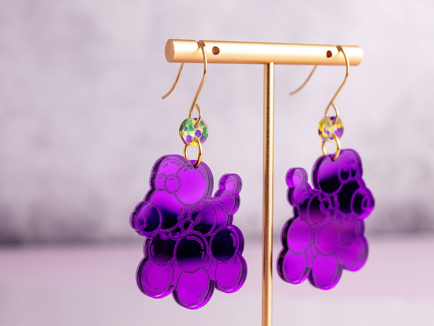 Mardi Gras Earrings - Bead Dogs - Purple Earrings