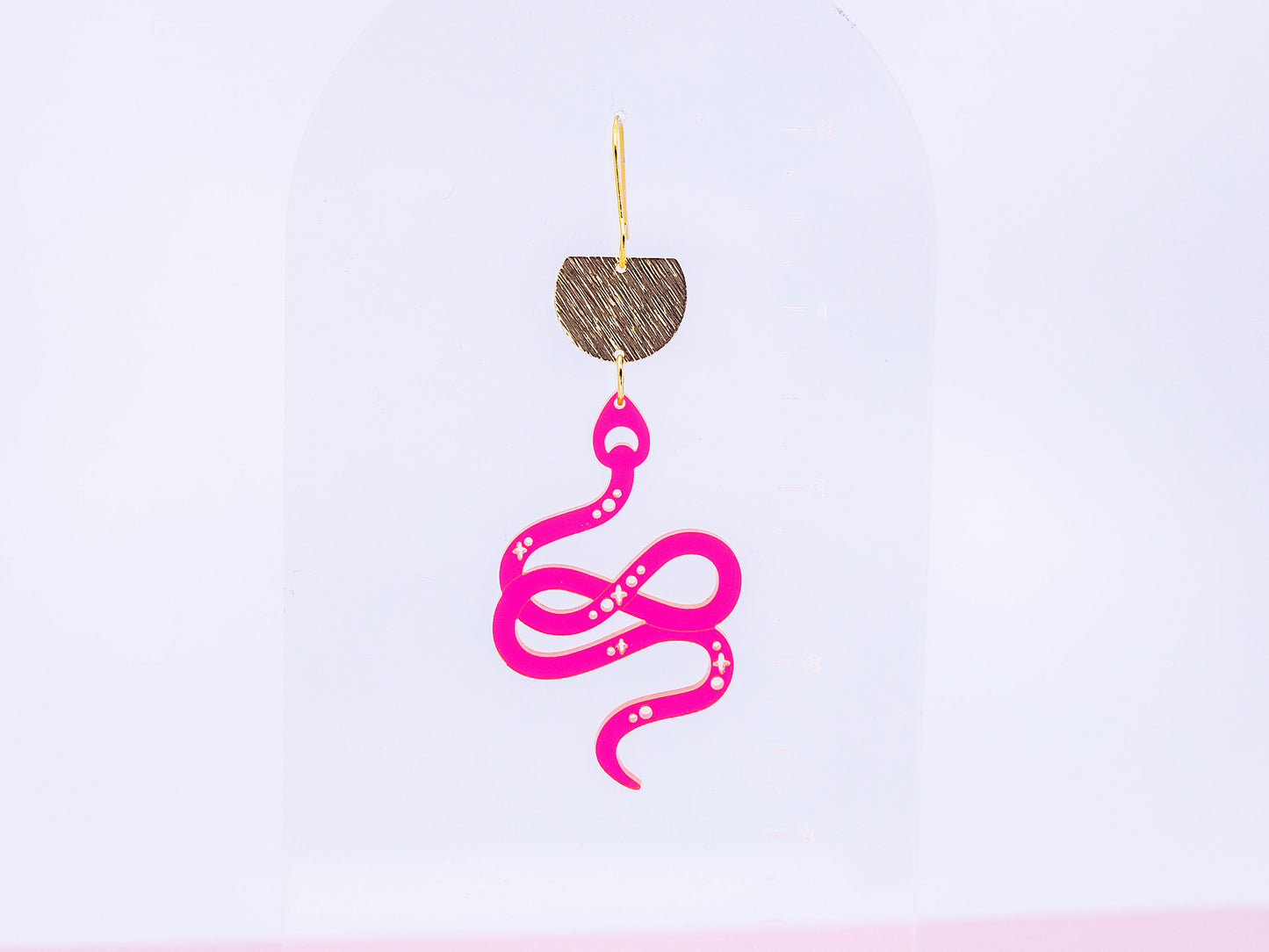 Neon Pink Snake Earrings - Retro Fashion Earrings - Acrylic Earrings for Women