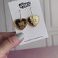 Chi Omega Earrings - Sorority Earrings - Mirror Conversation Hearts in Gold Pink or Silver