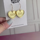 Sigma Sigma Sigma Earrings - Sorority Earrings - Mirror Conversation Hearts in Gold Pink or Silver