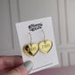 Gamma Phi Beta Earrings - Sorority Earrings - Mirror Conversation Hearts in Gold Pink or Silver