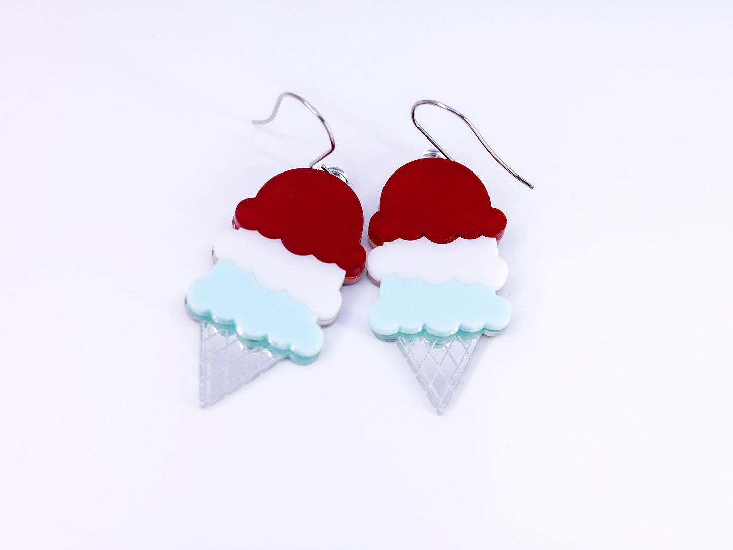 4th of July Earrings - Red White Blue Earrings - Ice Cream Earrings - Acrylic Earrings