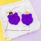 Purple Tiger Earrings - Mirror Earrings for Sports - Mascot Earrings