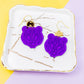 Purple Tiger Earrings - Mirror Earrings for Sports - Mascot Earrings