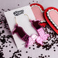 Weiner Dog Earrings - Valentine Earrings - Dog Earrings - Mirror Acrylic Earrings - Pink